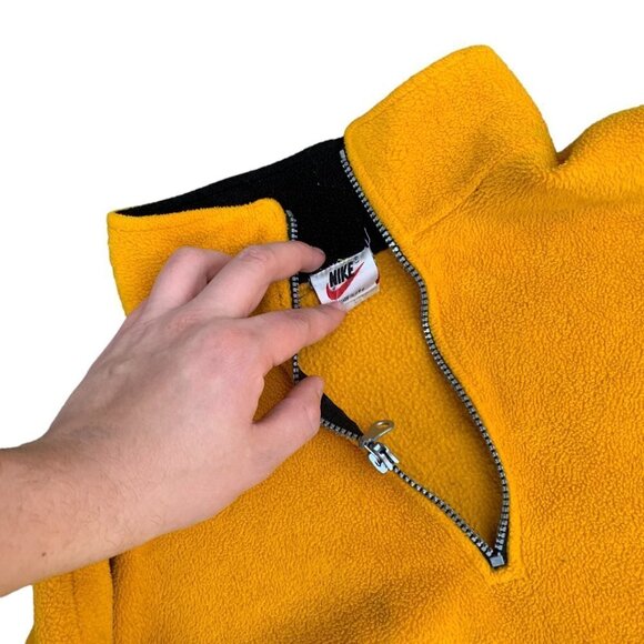 VINTAGE 90s White Tag Nike Fleece Quarter Zip Sweater Large DAMAGED - Picture 6 of 7